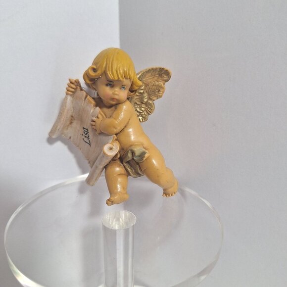 Simonette Other - Simonette Depose Italy Cherub Angel Ornament Christmas 1987 Lisa Name Scroll